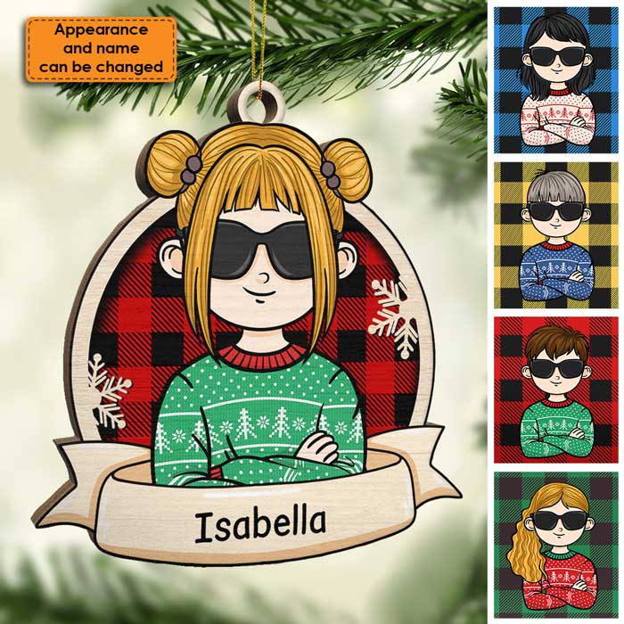 Cool Kids Celebrate Christmas - Personalized Custom Wood Shaped Christmas Ornament