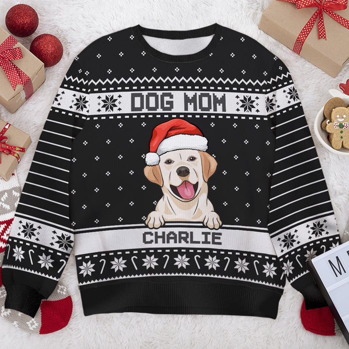 I'm A Happy Dog Dad Dog Mom - Personalized Custom Unisex Ugly Christmas Sweatshirt, Wool Sweatshirt, All-Over-Print Sweatshirt - Gift For Dog Lovers, Pet Lovers, Christmas Gift