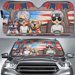 Couple & Dogs 4th July - Personalized Auto Sunshade - Gift For Couples, Husband Wife
