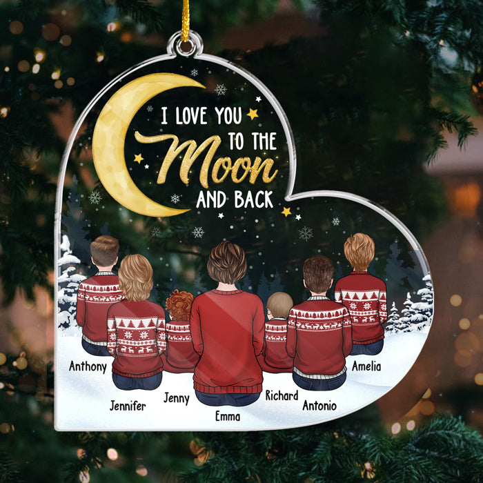 I Love You To The Moon And Back - Personalized Custom Heart Shaped Acrylic Christmas Ornament - Gift For Grandma, Grandparents, Christmas Gift
