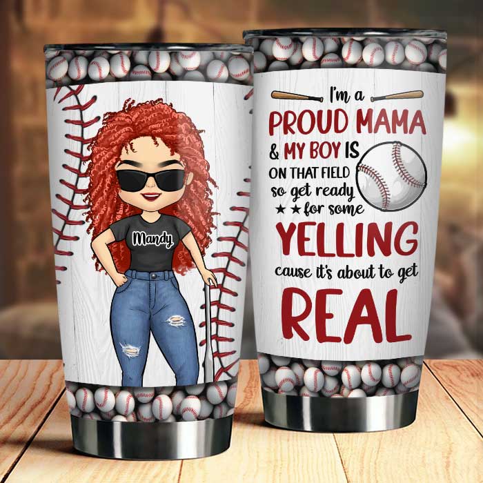 I'm A Proud Mama And My Boy Is On That Field - Gift For Mom, Personalized Tumbler