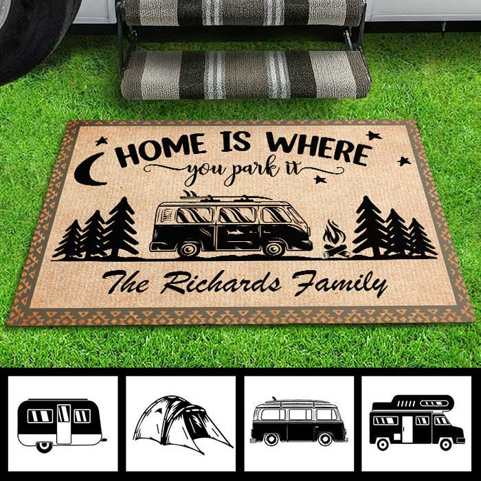 Home Is Where You Park It - Personalized Decorative Mat