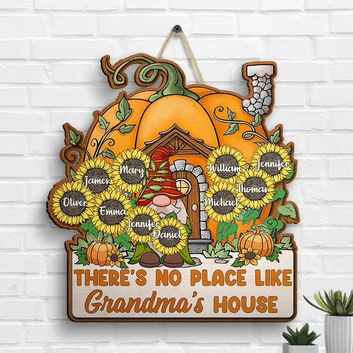 There's No Place Like Grandma's House - Personalized Shaped Wood Sign - Gift For Grandma, Grandparents