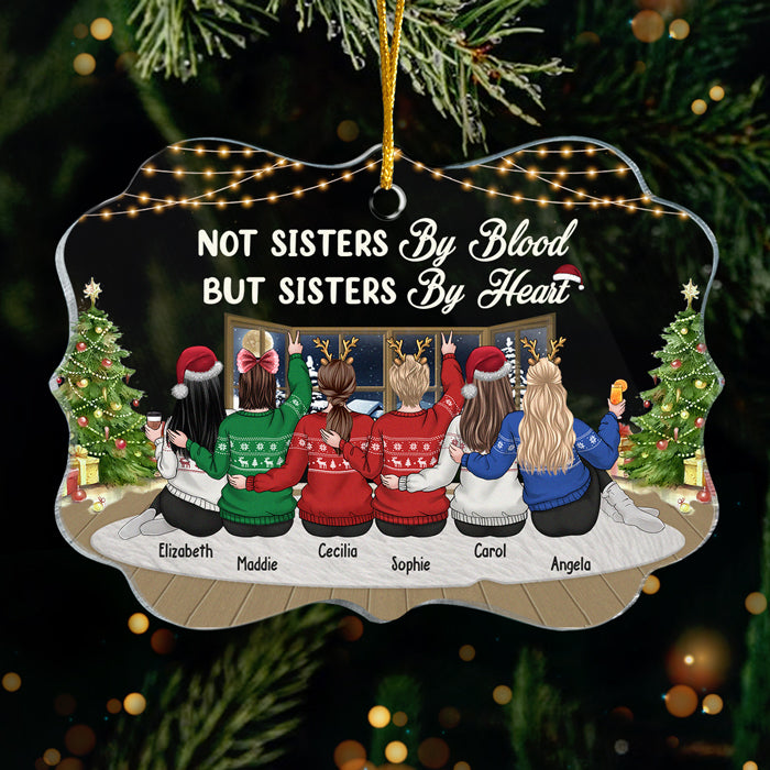 Sisters By Heart - Personalized Custom Benelux Shaped Acrylic Christmas Ornament - Gift For Bestie, Best Friend, Sister, Birthday Gift For Bestie And Friend, Christmas Gift