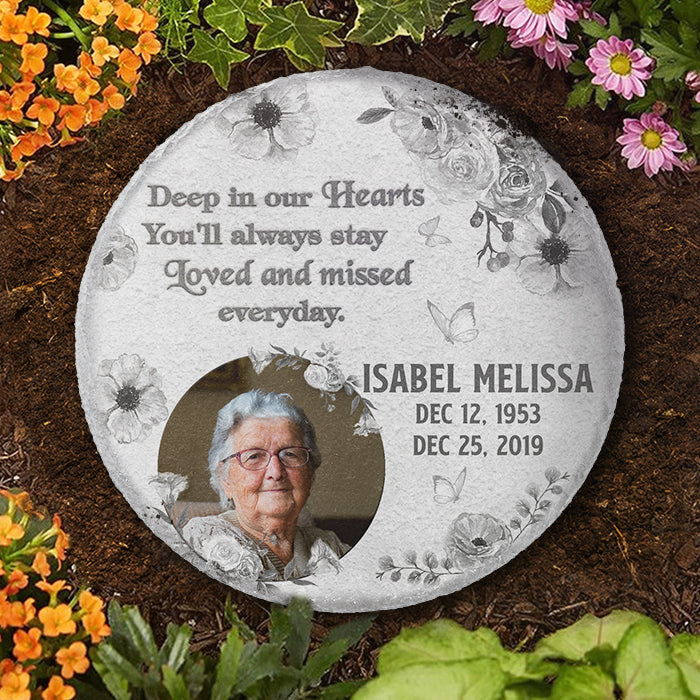 Deep In Our Heart, You'll Always Stay - Personalized Memorial Stone, Human Grave Marker - Upload Image, Memorial Gift, Sympathy Gift