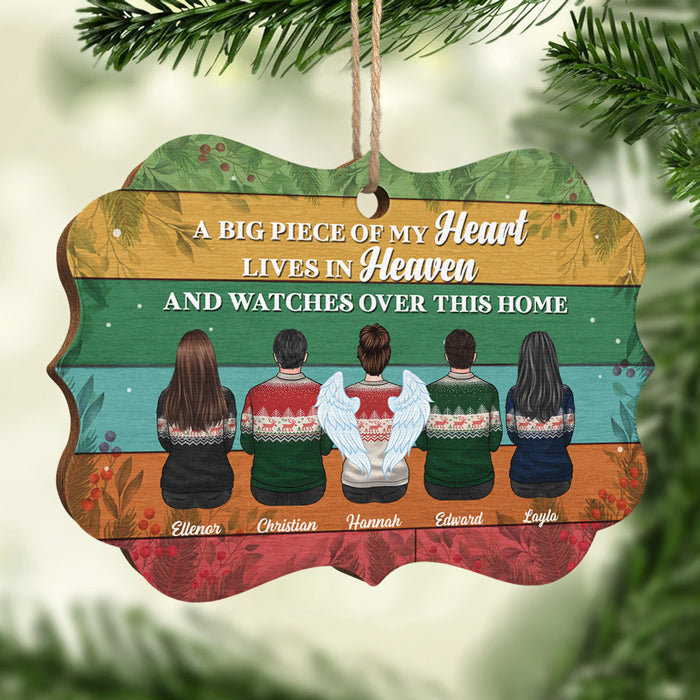 A Big Piece Of My Heart Lives In Heaven & Watches Over This Home - Personalized Custom Benelux Shaped Wood Christmas Ornament - Memorial Gift, Sympathy Gift, Christmas Gift