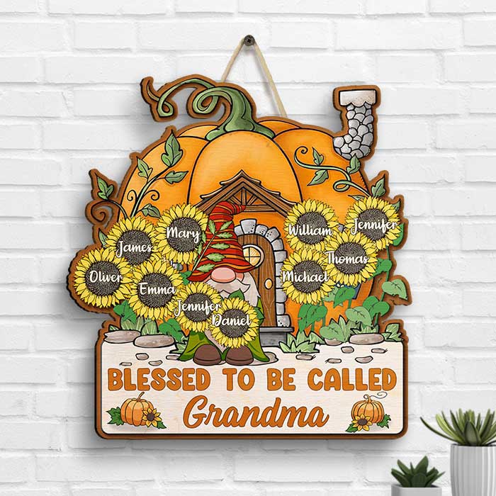Blessed To Be Called Grandma - Personalized Shaped Wood Sign - Gift For Grandma, Grandparents