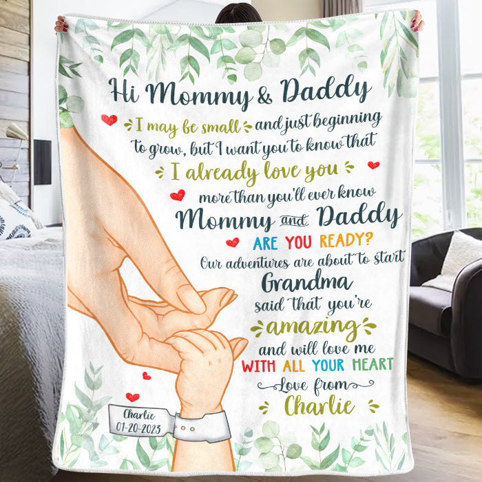 Your Happiness Is Born - Family Personalized Custom Baby Blanket - Baby Shower Gift, Gift For First Mom