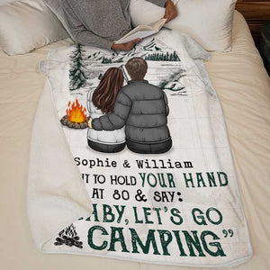 I Want To Go Camping With You At 80 - Gift For Camping Couples, Personalized Blanket.