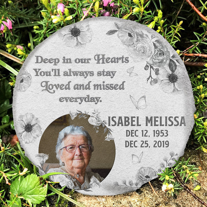 Deep In Our Heart, You'll Always Stay - Personalized Memorial Stone, Human Grave Marker - Upload Image, Memorial Gift, Sympathy Gift