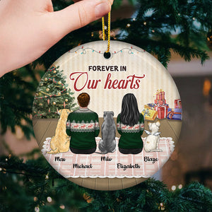 Forever In Our Hearts Forever Loved - Personalized Custom Round Shaped Ceramic Christmas Ornament - Memorial Gift, Sympathy Gift, Christmas Gift