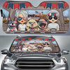 Couple & Dogs 4th July - Personalized Auto Sunshade - Gift For Couples, Husband Wife