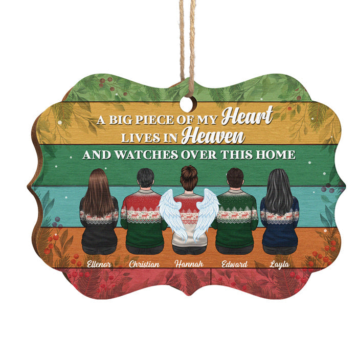 A Big Piece Of My Heart Lives In Heaven & Watches Over This Home - Personalized Custom Benelux Shaped Wood Christmas Ornament - Memorial Gift, Sympathy Gift, Christmas Gift