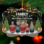 Family Where Love Never Ends - Family Personalized Custom Ornament - Acrylic Benelux Shaped - Christmas Gift For Family Members