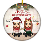 Always Sisters - Bestie Personalized Custom Ornament - Ceramic Round Shaped - Christmas Gift For Best Friends, BFF, Sisters