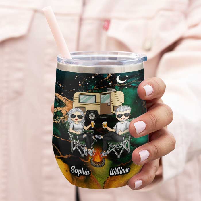 The Best Memories Are Made While Camping - Gift For Camping Couples, Personalized Wine Tumbler
