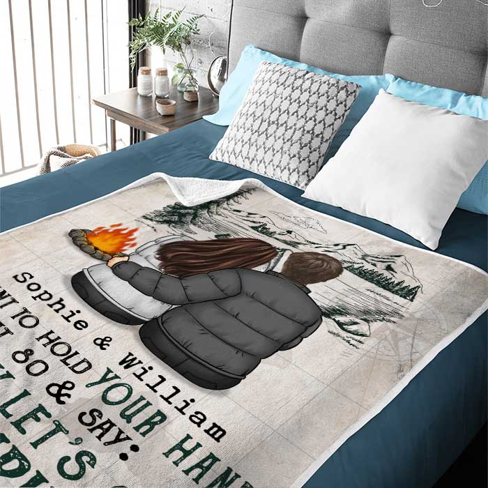I Want To Go Camping With You At 80 - Gift For Camping Couples, Personalized Blanket.