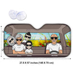 Happy Family Road Trip - Personalized Auto Sunshade - Gift For Couples, Husband Wife