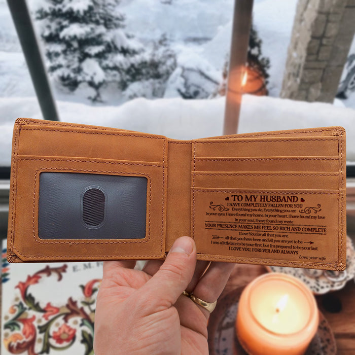 To My Husband I Have Completely Fallen For You - Bifold Wallet - To My Husband, Gift For Husband, Anniversary, Engagement, Wedding, Marriage Gift, Christmas Gift