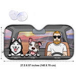 Road Trip With Dogs - Personalized Auto Sunshade - Gift For Pet Lovers