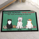 Please Remove Your Shoes, We Need Something To Chew On - Personalized Shaped Decorative Mat - Gift For Pet Lovers, Pet Owners, Pet Gift