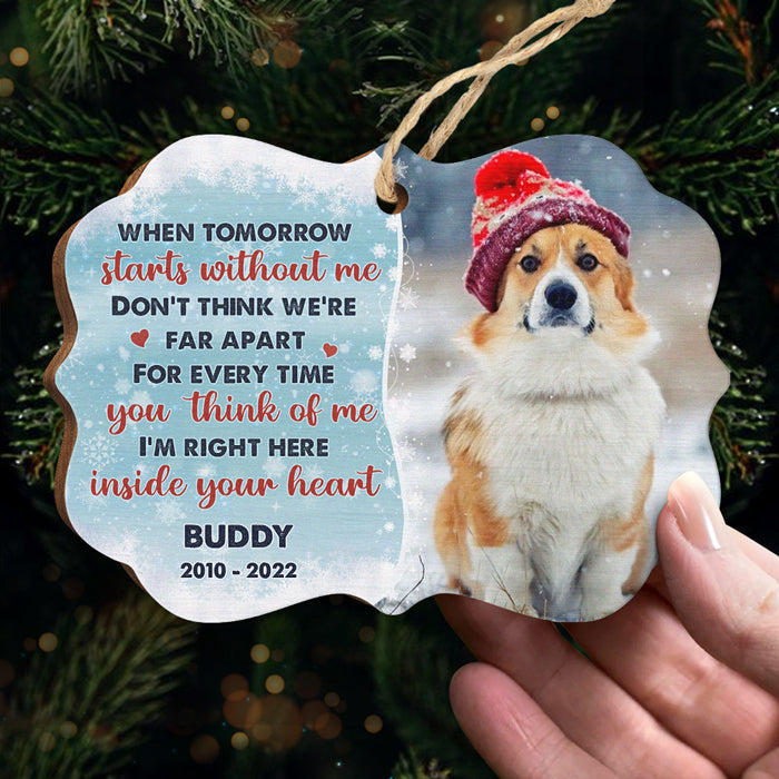 Don't Think We're Far Apart - Personalized Custom Benelux Shaped Wood Photo Christmas Ornament - Upload Image, Memorial Gift, Sympathy Gift, Christmas Gift