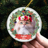 Have A Warm And Fuzzy Holiday - Personalized Custom Round Shaped Ceramic Photo Christmas Ornament - Upload Image, Gift For Pet Lovers, Christmas Gift