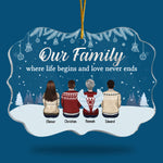 Our Family Where Life Begins & Love Never Ends - Personalized Custom Benelux Shaped Acrylic Christmas Ornament - Gift For Family Members, Christmas Gift