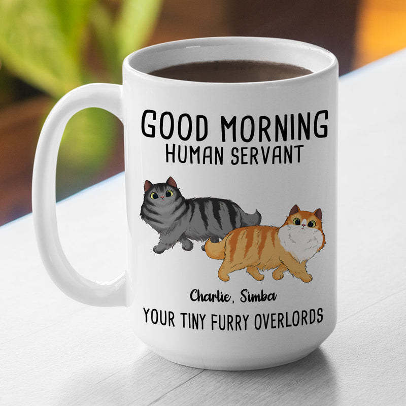 Good Morning Human Servant - Cat Personalized Custom Mug - Gift For Pet Owners, Pet Lovers