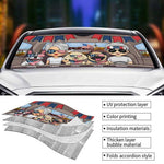 Couple & Dogs 4th July - Personalized Auto Sunshade - Gift For Couples, Husband Wife
