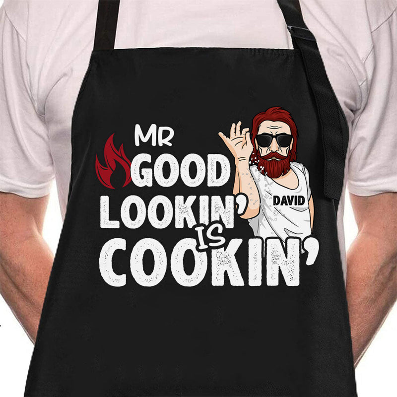 Mr. Good Lookin' Is Cookin' - Gift For Dad, Gift For Grandpa - Personalized Apron