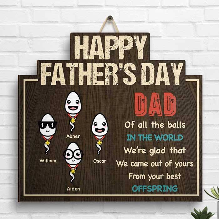 Dad's Best Offspring - Personalized Shaped Wood Sign - Gift For Dad, Gift For Father's Day