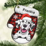 Happy Cats And Dogs On Christmas Day - Personalized Custom Glove Shaped Wood Christmas Ornament