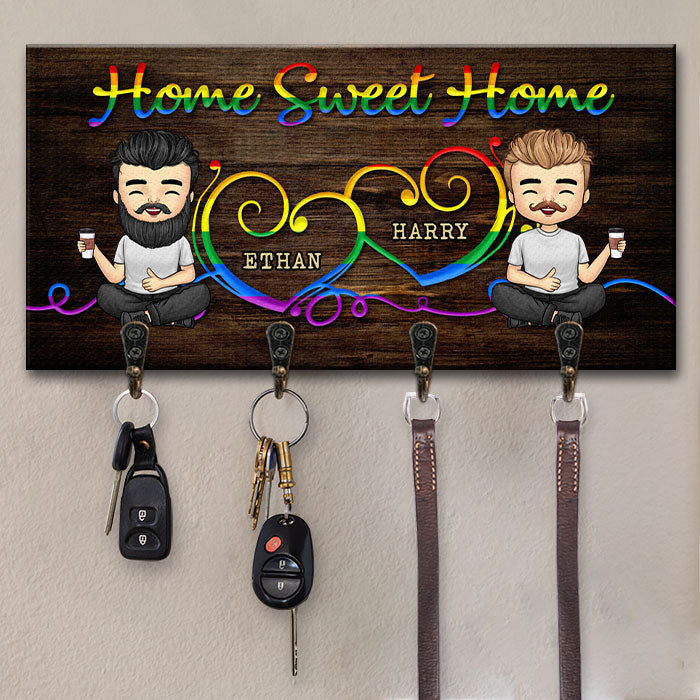 Home Sweet, You And Me - Personalized Key Hanger, Key Holder - Gift For Couples, Husband Wife