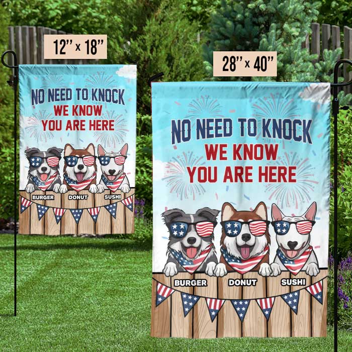 No Need To Knock - 4th Of July Decoration - Personalized Dog Flag