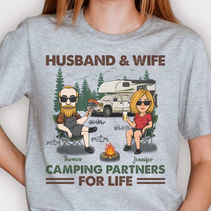 Camping Partners For Life - Personalized Unisex T-shirt, Hoodie - Gift For Couples, Gift For Camping Lovers