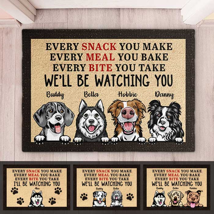 Dog - We'll Be Watching You  - Funny Personalized Dog Decorative Mat