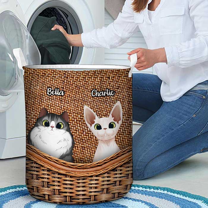 Life Is Better With Cute Cats - Personalized Laundry Basket