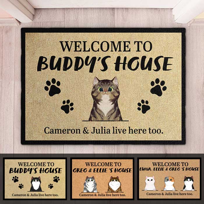 Welcome To Cats' House - Funny Personalized Cat Decorative Mat, Doormat