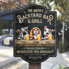 Family Backyard Bar & Grill - Gift For Dog Lovers, Personalized Shaped Door Sign