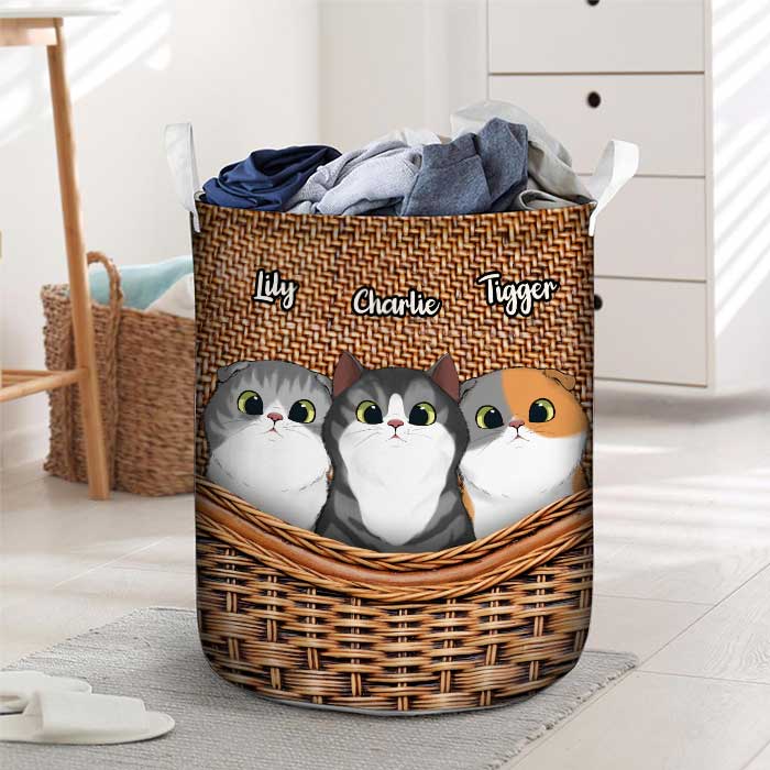 Life Is Better With Cute Cats - Personalized Laundry Basket