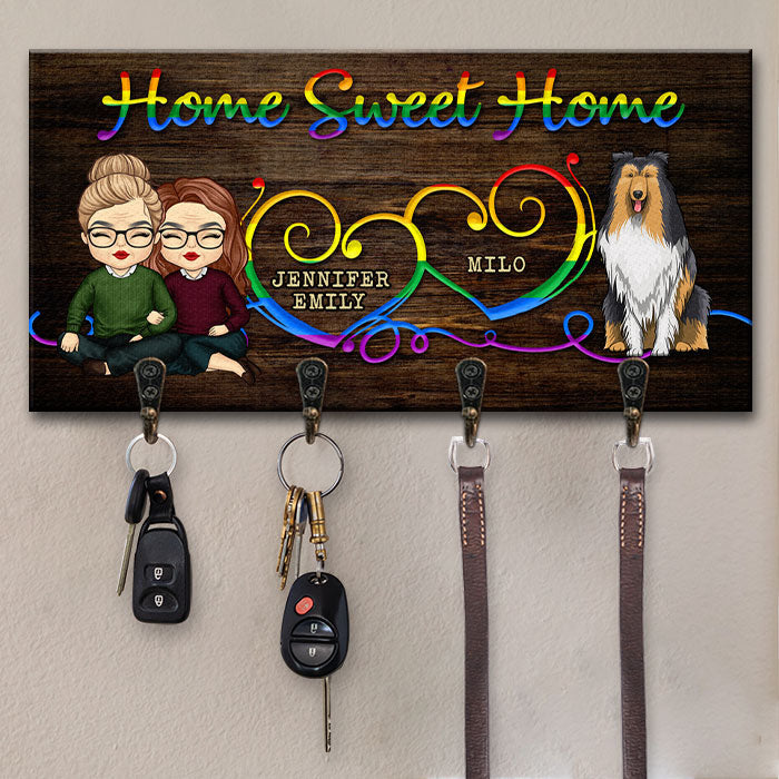 Sweet Home & Our Dogs - Personalized Key Hanger, Key Holder - Gift For Couples, Husband Wife, Pet Lovers