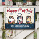 Happy 4th Of July - 4th Of July Funny Personalized Pet Metal Sign (Cat & Dog)