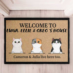 Welcome To Cats' House - Funny Personalized Cat Decorative Mat, Doormat