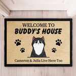 Personalized Welcome to Cat's House - Funny Personalized Cat Decorative Mat, Doormat