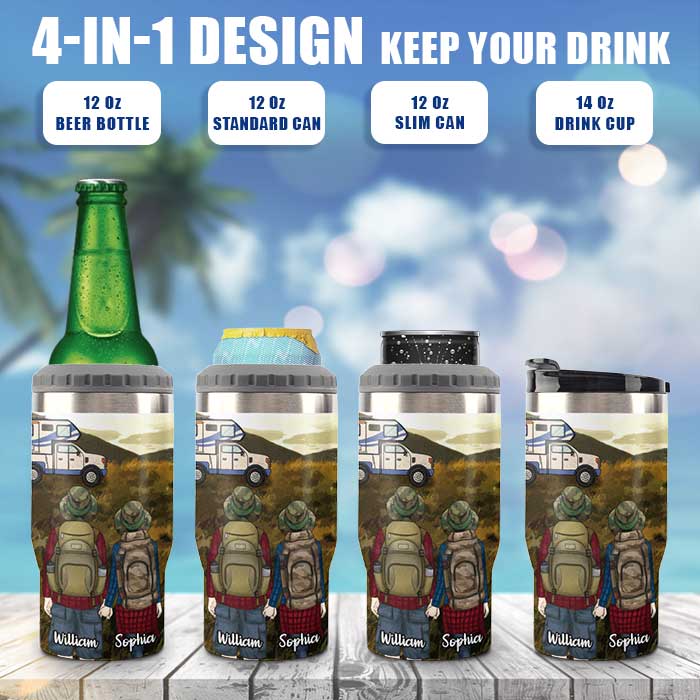 Loving Every Mile Camping With You - Personalized Can Cooler - Gift For Couples, Gift For Camping Lovers