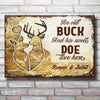 Old Buck And Sweet Doe Live Here - Personalized Metal Sign
