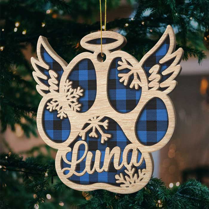 Colorful Paw - Christmas Is On Its Way - Personalized Custom Paw Shaped Wood Christmas Ornament