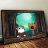 Halloween Night Cats By The Window - Personalized Horizontal Poster
