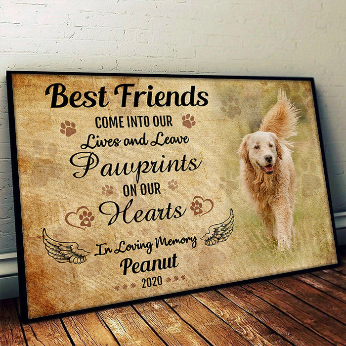 Pawprints On Our Hearts - Gift For Dog Lovers - Personalized Horizontal Poster.
